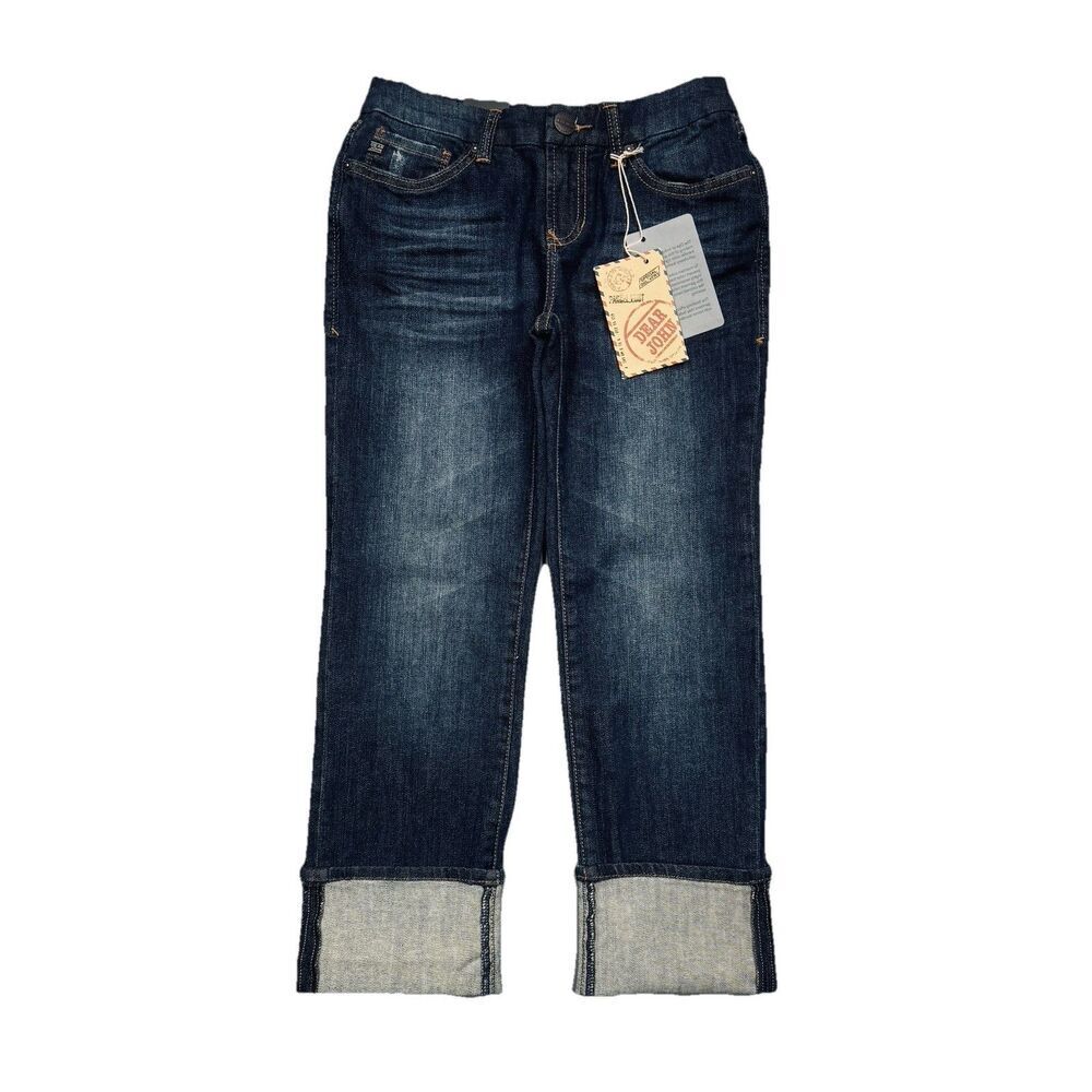 NWT Dear John Straight Ankle Crop Petite Jeans 25P (25x26) Blue Stretch Womens